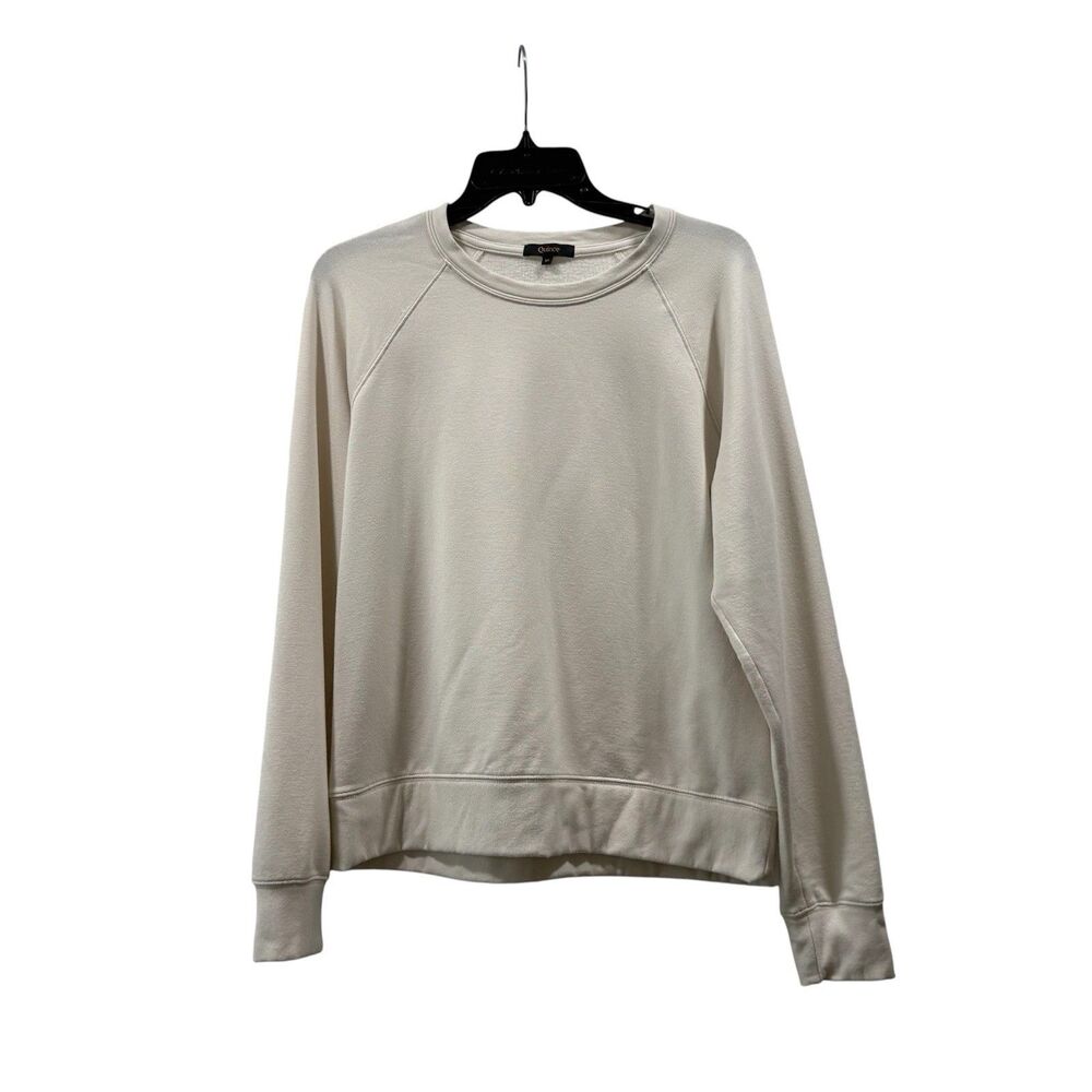 Quince Supersoft Fleece Crew Neck Sweatshirt Off White Size M